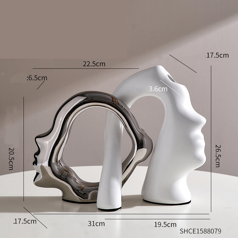 Abstract Character Art Vase Flower Arrangement And Dried Flower Creative TV Cabinet