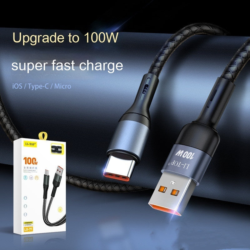 2 Meter Alloy Fish Wire Braided Charging Cable