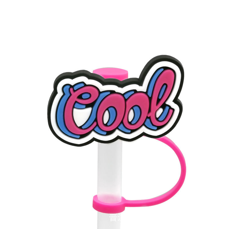 Straw Mouthpiece Silicone Dust Plug Decorative Buckle Clip Personalized Letter Label