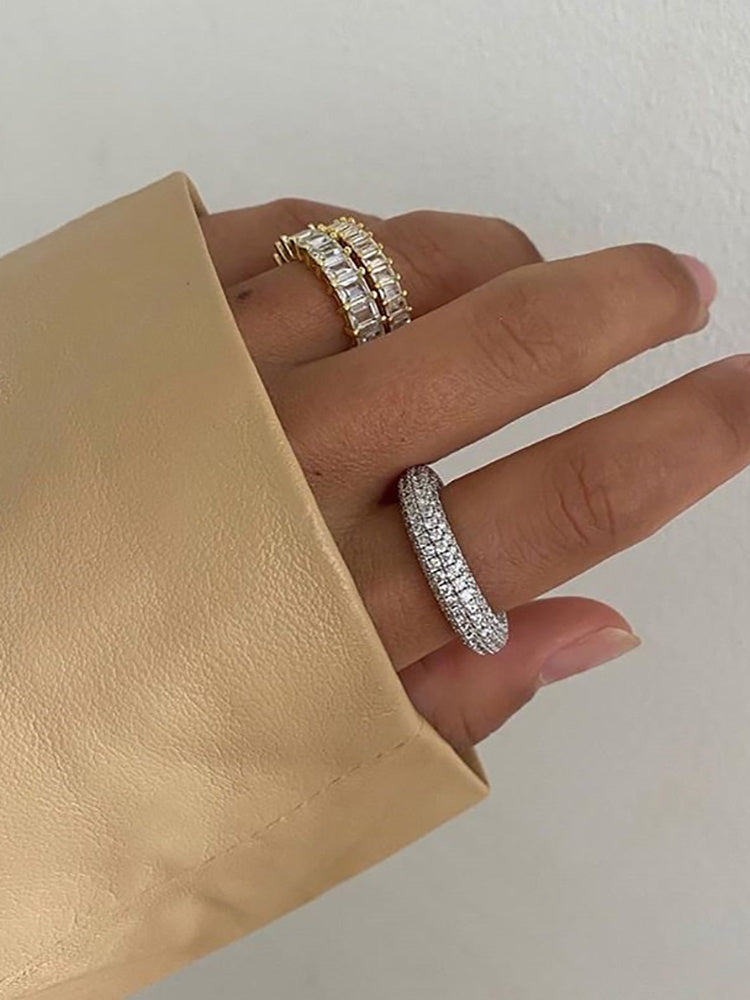 Full Diamond Circle Ring Simple Retro