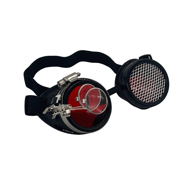 Steam Punk Goth Goggles Mesh Lens With Magnifying Glass Decoration