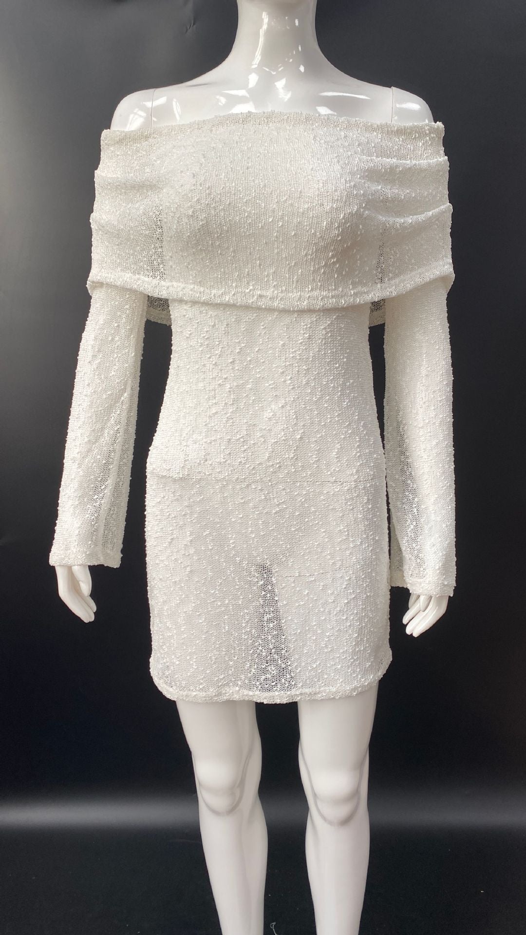 Skirt Knitted Hollow Chest Wrap Off-shoulder Dress