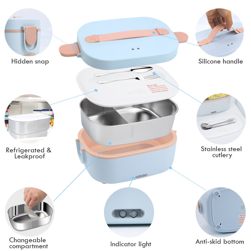 New Stainless Steel Liner Quick Plug Electric Heating For Home And Car Electric Lunch Box