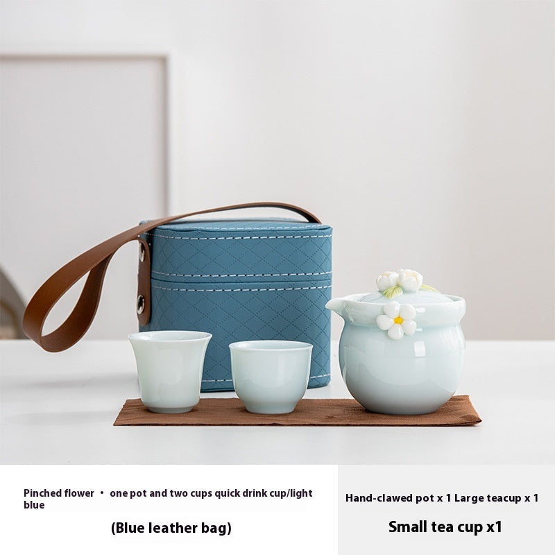 Travel Tea Set Quick Cup One Pot Two Cups Portable