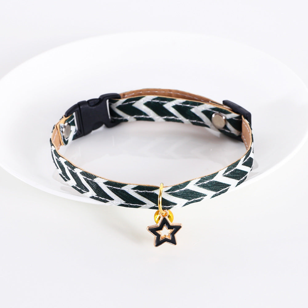 Pentagram Geometry Striped Bell Adjustable Pet Collar