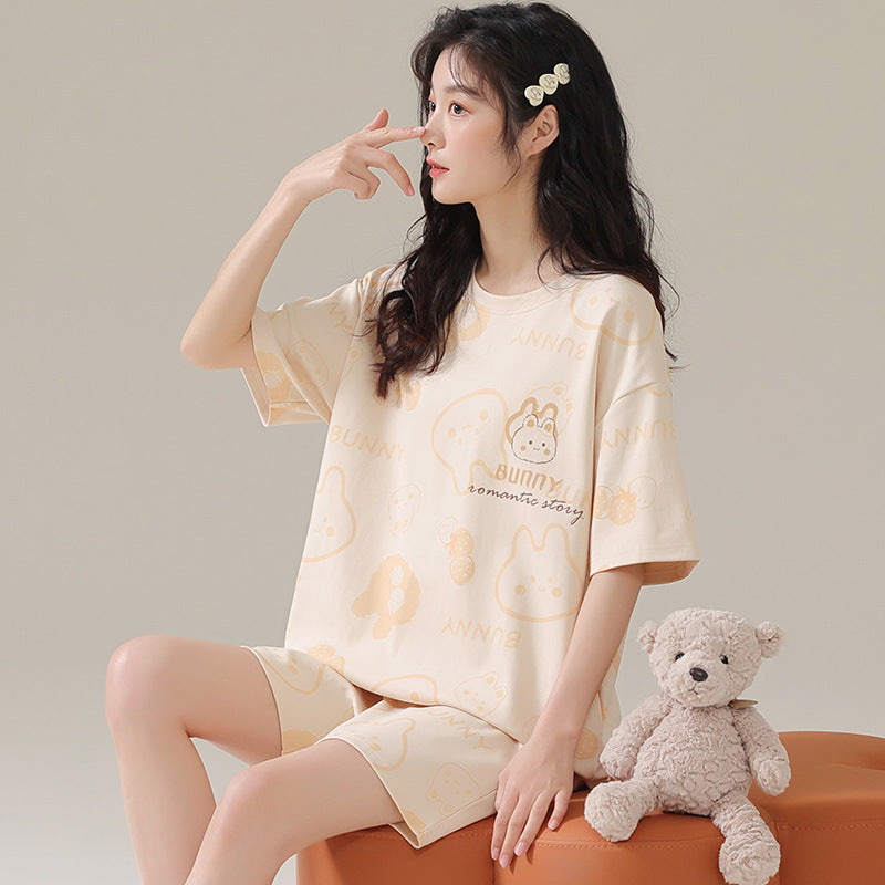 Pajamas Summer Women's Suit Pure Cotton High-grade Short-sleeved Shorts