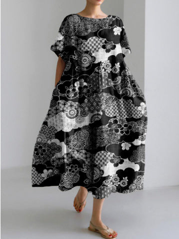 New 3d Printing Summer Urban Leisure Loose Dress Women