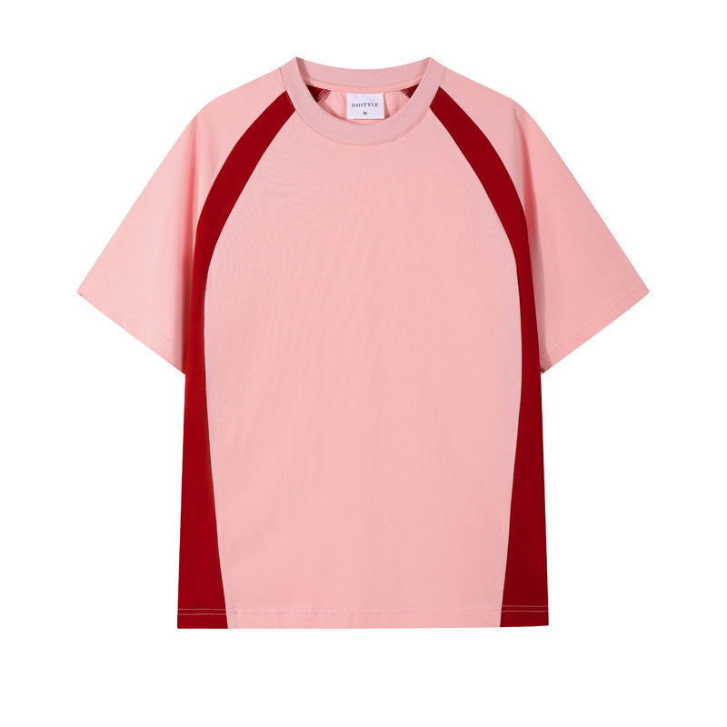 Combed Cotton Double Yarn Drop Shoulder Short Sleeve Matching Couple T-shirt