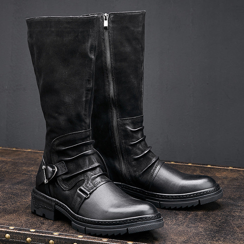 Men's Fashion Leather Tall Leather Boots