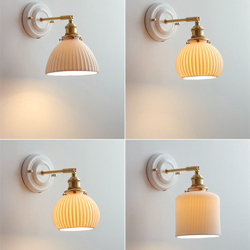 Ceramic Nordic Bedroom Bedside Full Copper Wall Lamp