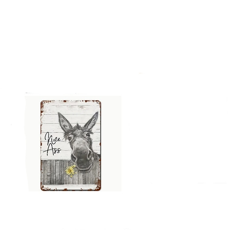 Donkey Bath Hanging Painting Spray-painted Vintage Canvas