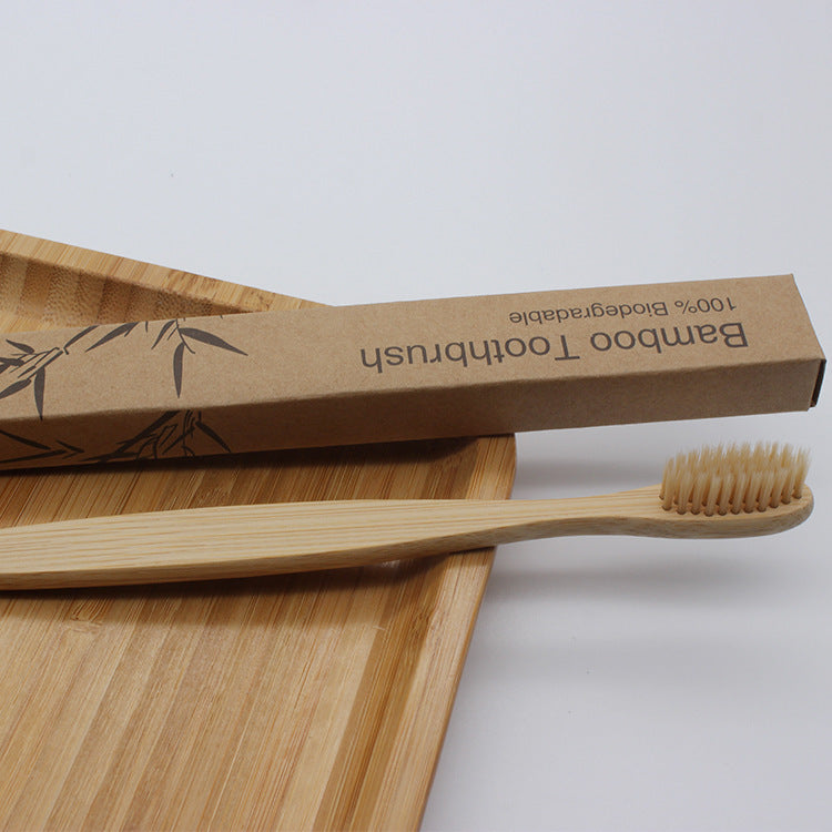 Hotel Homestay Log Brush Bamboo Carbon Hair Bristle Non-disposable Toothbrush