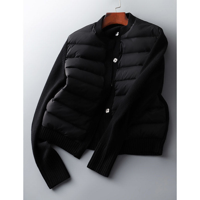 Simple Long-sleeved Knitted Women's Stitching Cotton Jacket