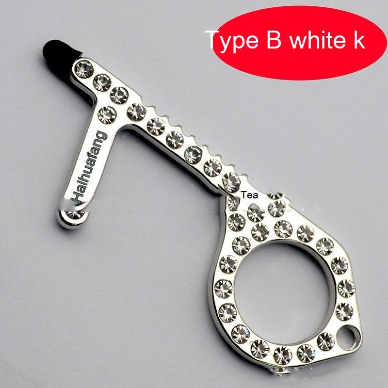 Diamond Touch-free Door Opener Touchscreen Stylus Keychain