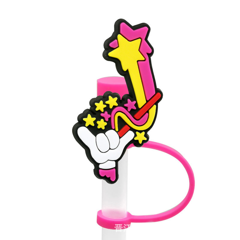 Straw Mouthpiece Silicone Dust Plug Decorative Buckle Clip Personalized Letter Label