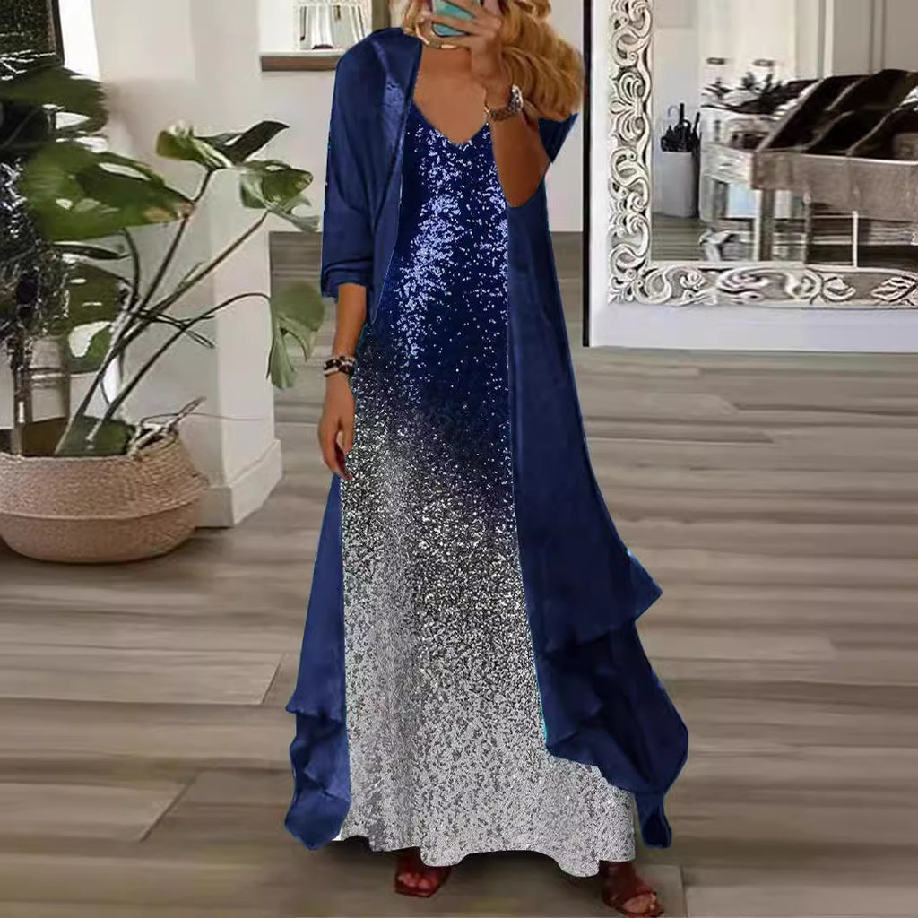 European And American Vacation Spaghetti Straps Long Skirt Indian Style Large Swing Skirt Two-piece Set