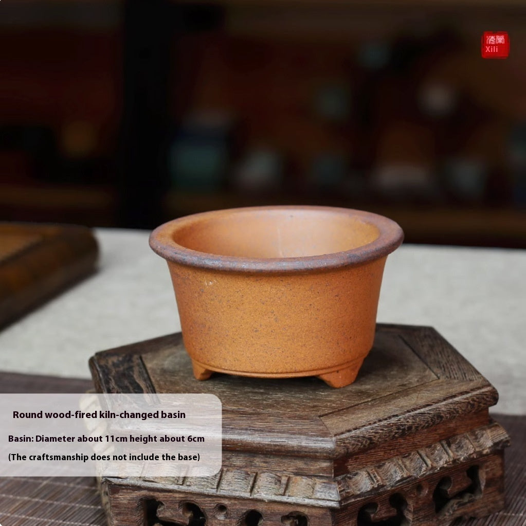 Purple Sand Flower Pot Handmade Miniature Desktop Pot