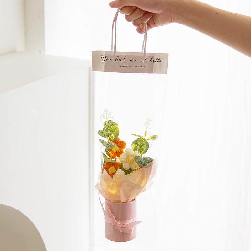 Handmade Crochet Puff Flower Night Light Handbag