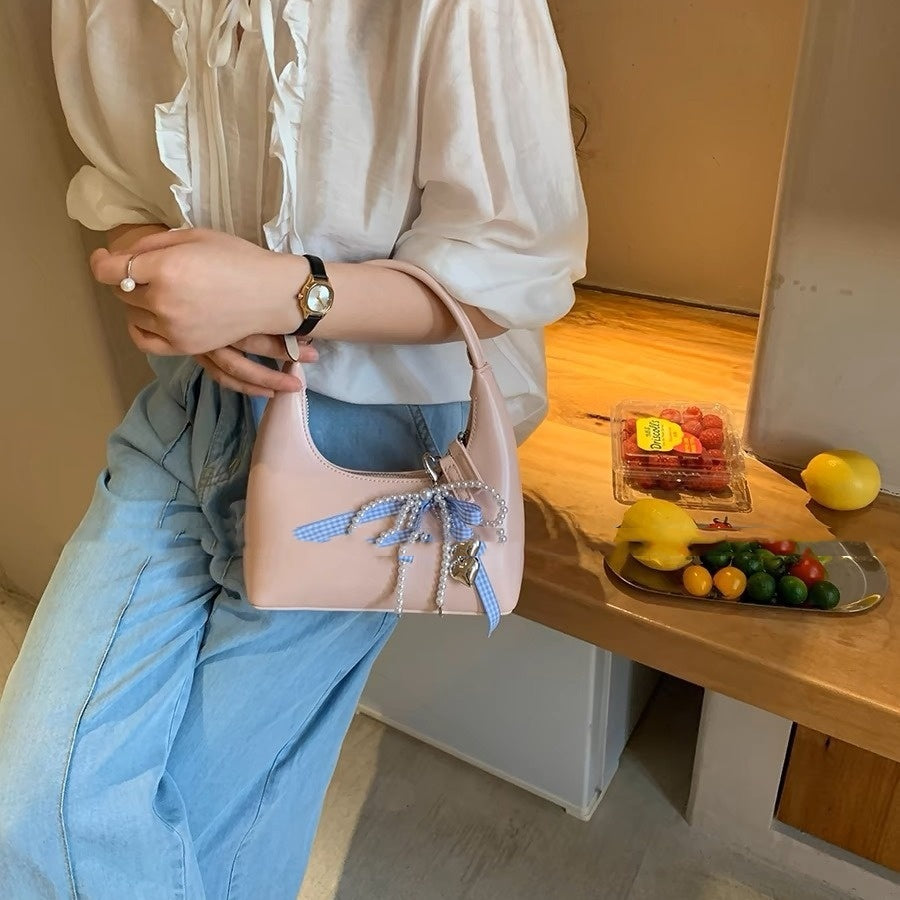 Pearl Ribbon Bowknot Love Pendant Bag Decoration