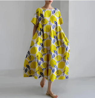 Women's 3D Printed Cotton-like Casual Fashion Dress