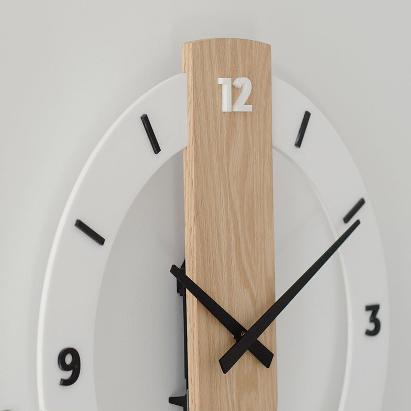 Simple Wall Clock Nordic Modern Solid Wood Mute Swing