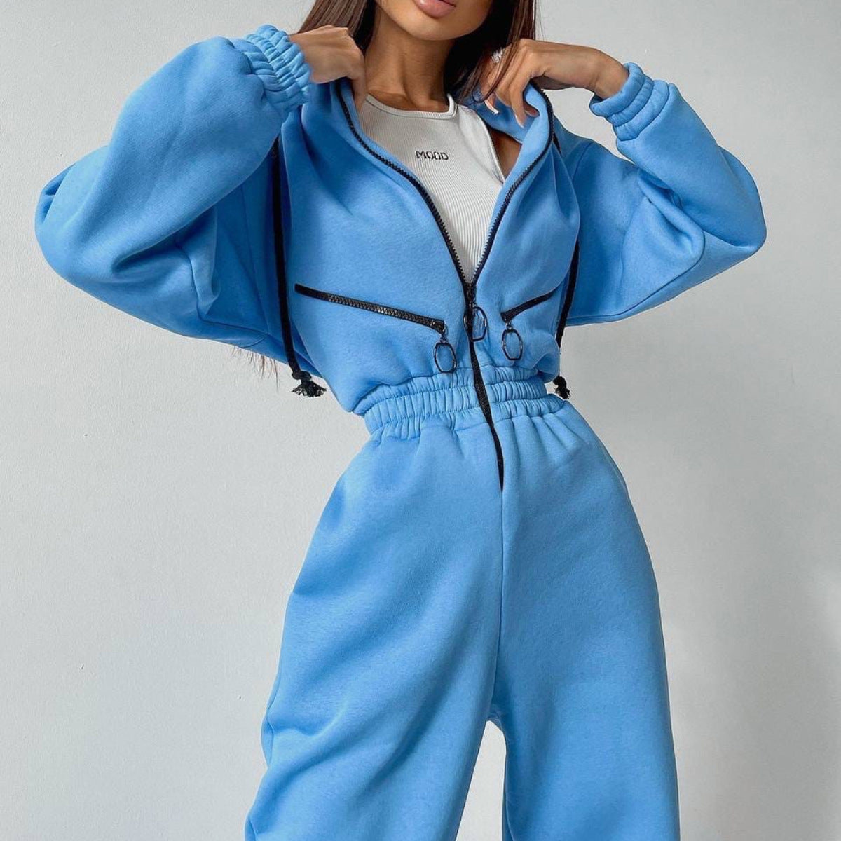 Sports And Casual Women's Hooded Jumpsuit