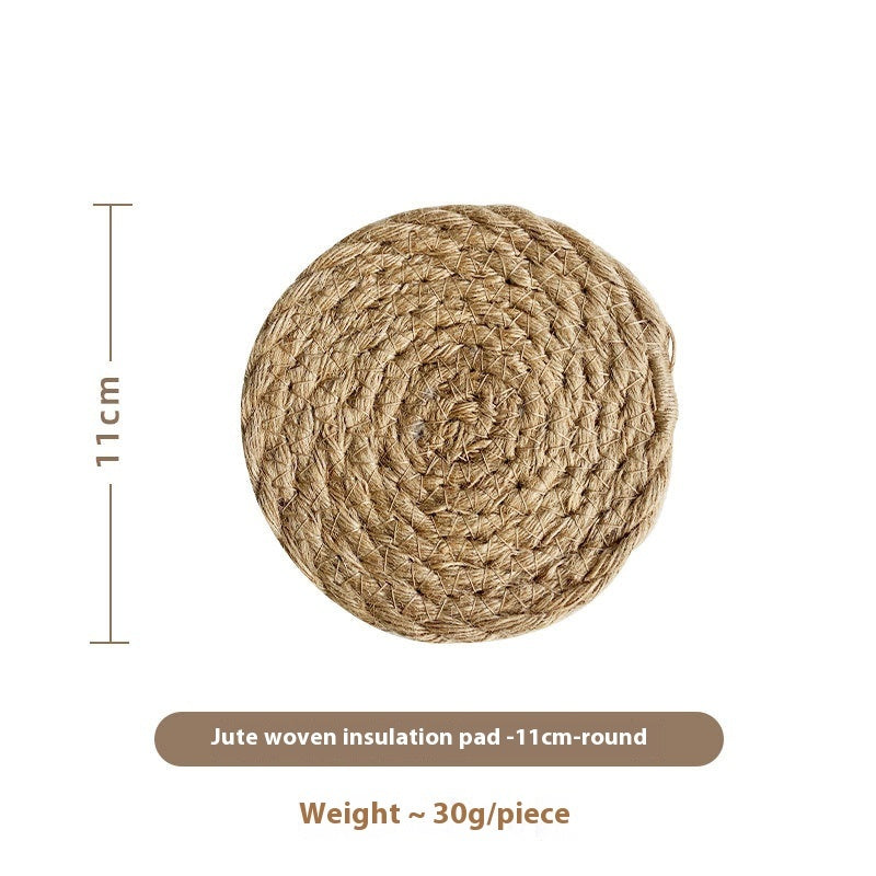 Coarse Jute Heat Proof Mat Half-handmade Woven Placemat Flax Anti-scald Placemat