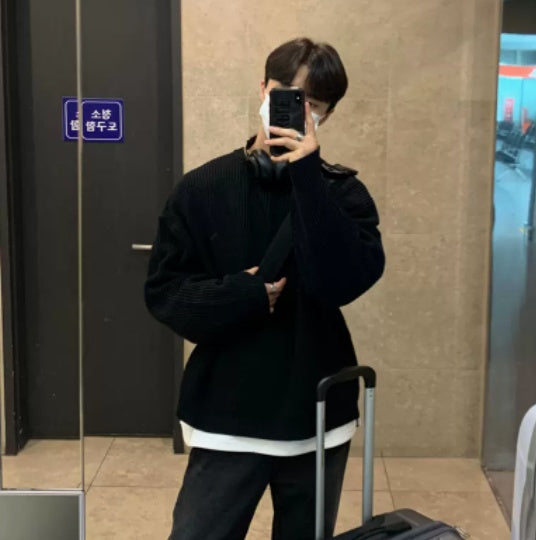 Vintage Slouchy Style Knitwear Ancient Casual Jacket