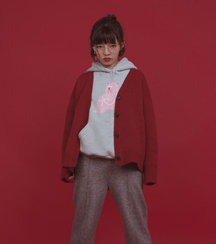 Fun Illustration Sweater Cardigan Coat