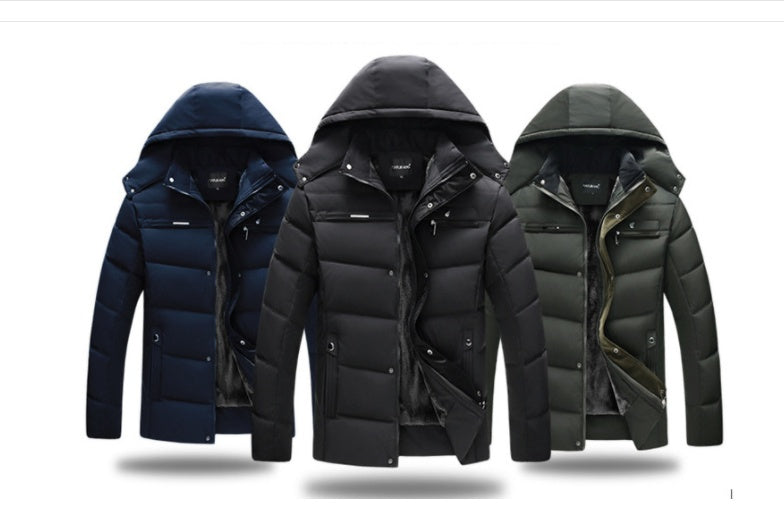 Hooded cotton-padded jacket with velvet