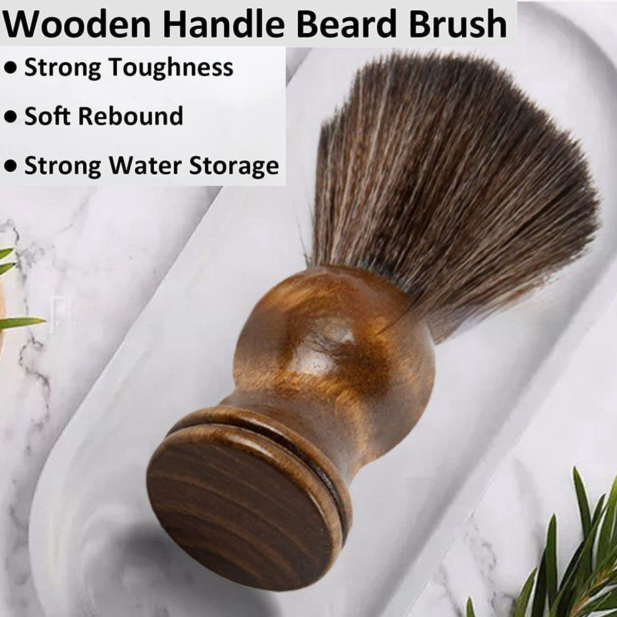 Men's Nylon Soft Hair Wooden Handle Barber Film Face Brush