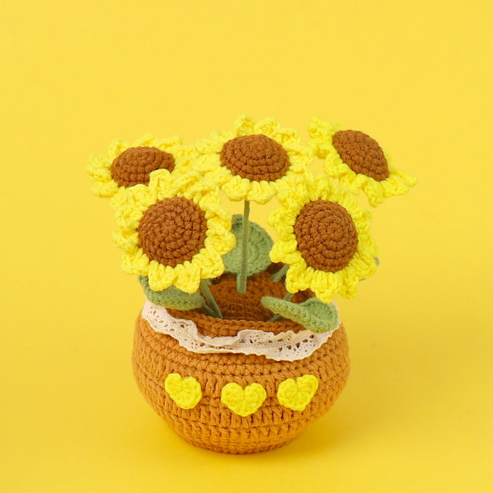 Finished Handmade Wool Woven Home Decoration Tulip Potted Plant