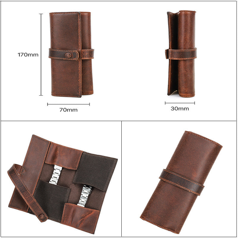 Fashion Retro Crazy Horse Leather Buckle Casual Watch Buggy Bag