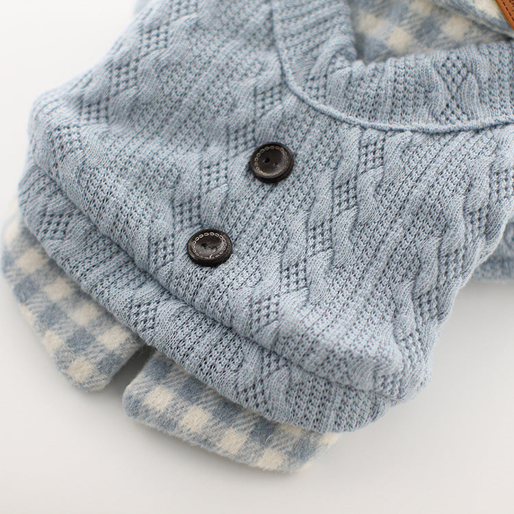 Woolen Plaid Fake Two Pieces Of Pet Dog Clothes