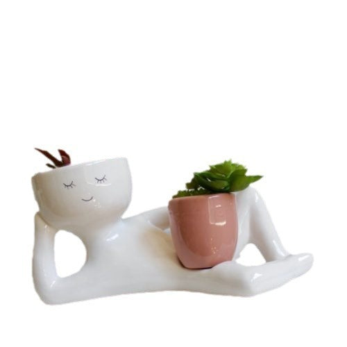 Succulent Lazy Little Man Flower Pot Home Decoration Resin Decorations
