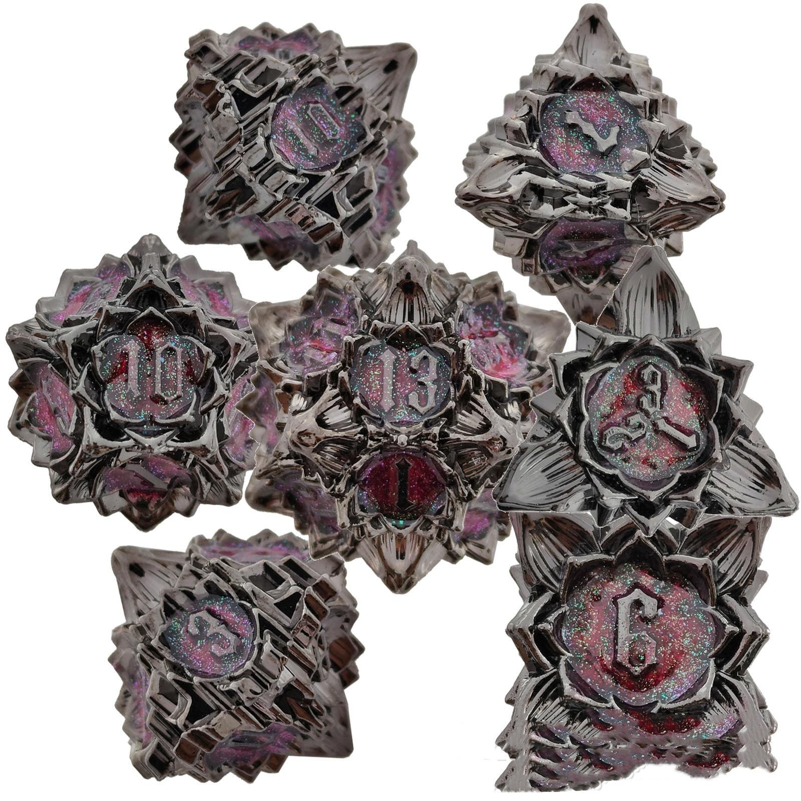 Metal Lotus Dice Polyhedron Board Game