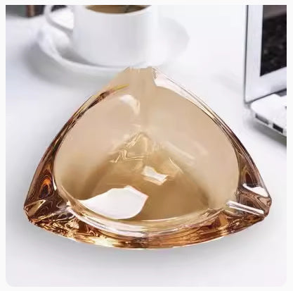 Crystal Glass Gold Rim Ashtray Prevent Fly Ash