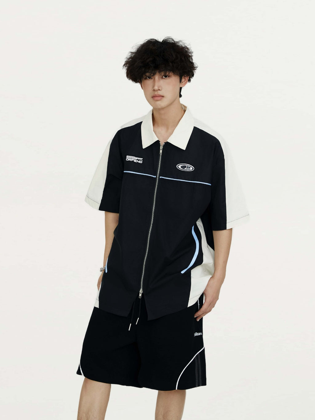 High Street Matching Letters Printing Lapel Short Sleeve Shirt