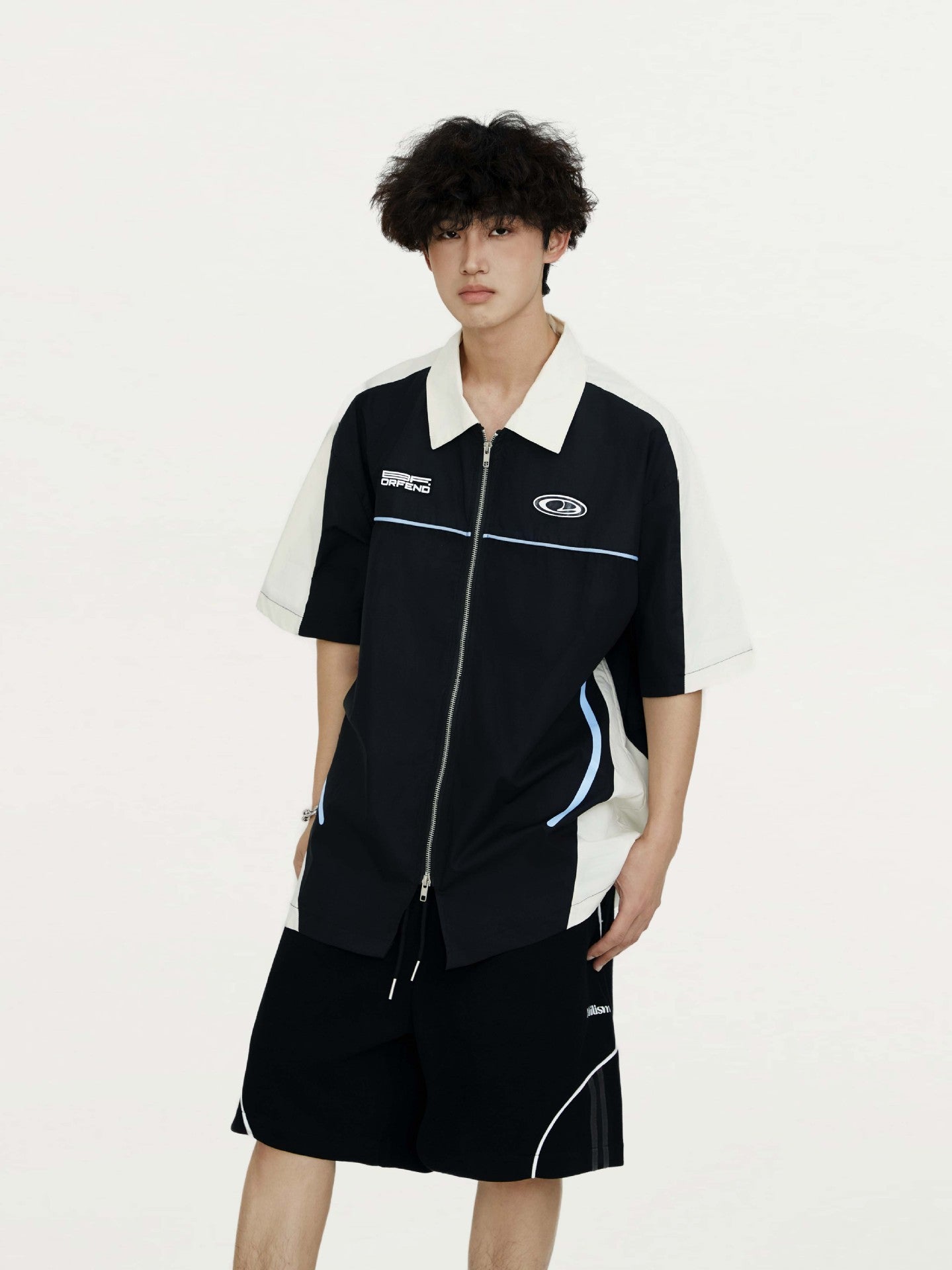 High Street Matching Letters Printing Lapel Short Sleeve Shirt