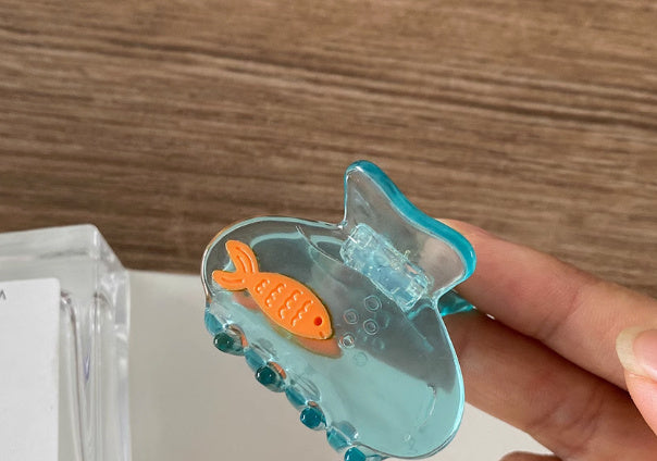 Goldfish Barrettes Ocean Blue Translucent Small Jaw Clip Summer