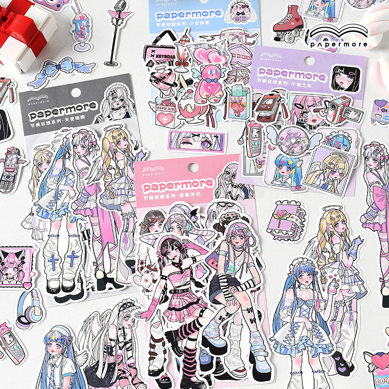 Cute Girl Anime Journal Material Stickers