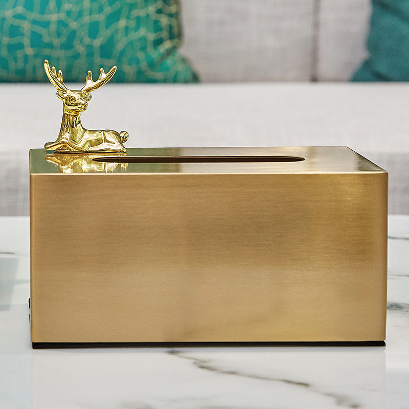 Brass Metal Small House Tissue Box