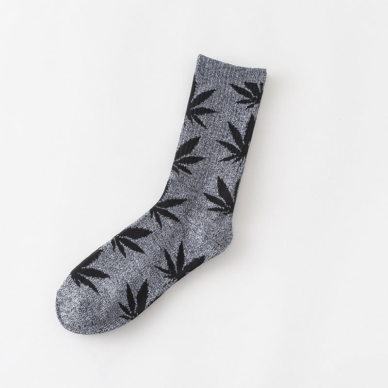 Women's Leaves Are Cotton Middle Tube Socks Thick