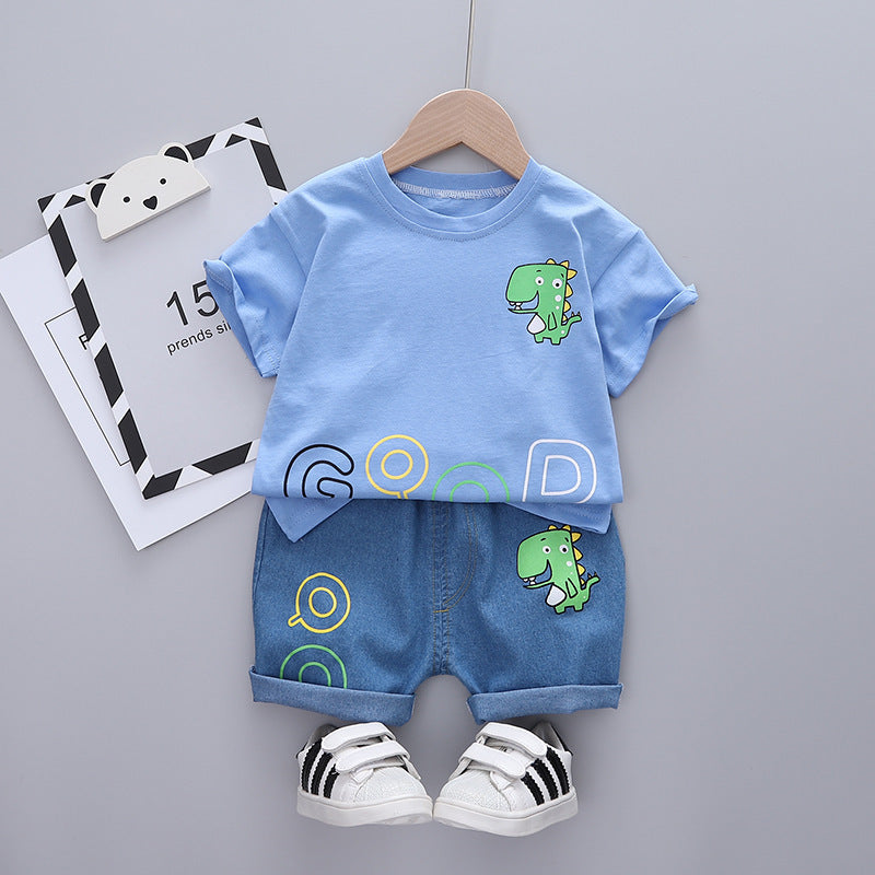 Boys' Short-sleeved Cartoon Casual Suit