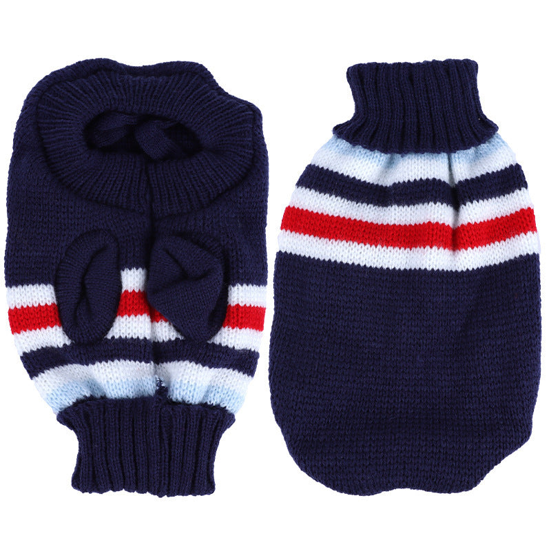 Multi Color Knitting Cat Sweater Lapel Casual