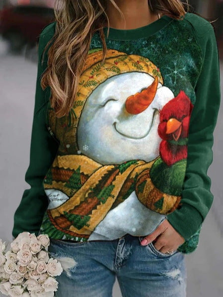 3D Printed Loose Round Neck Fashion Women's Sweater