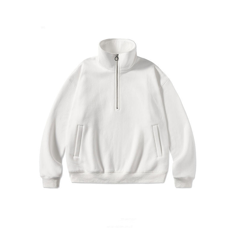 Half Zipper Sweater Coat Loose Fleece-lined