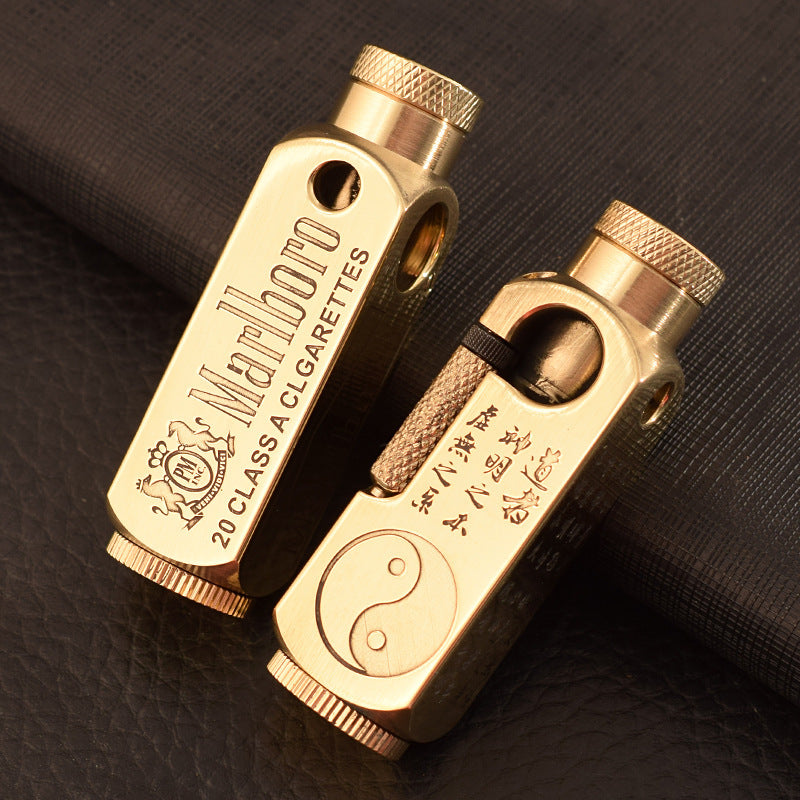 Heavy Duty Trench Shaped Brass Lighter Laser Engraving