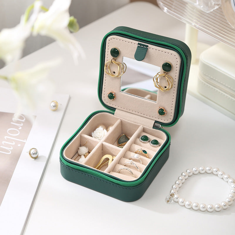 Jewelry Box Travel Portable With Mirror Ornament