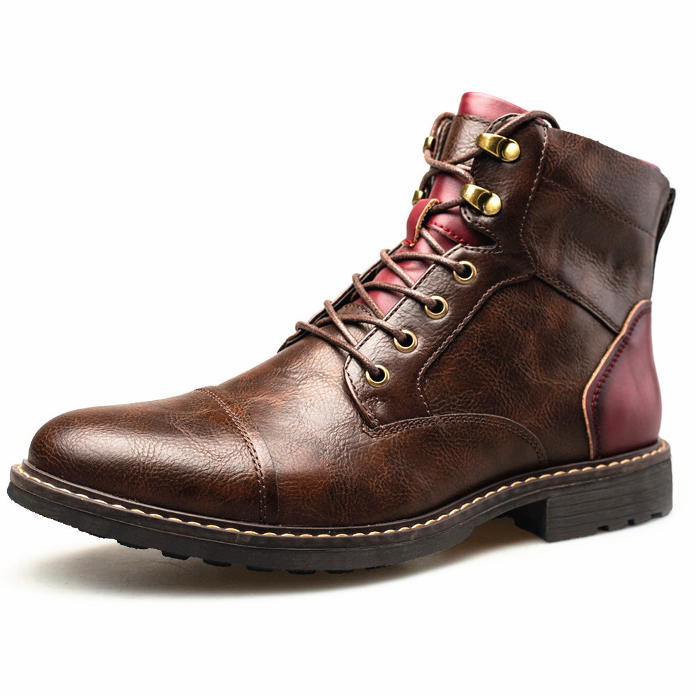 Zipper Plus Size Men's Leather Fashion Tooling Martin Boots